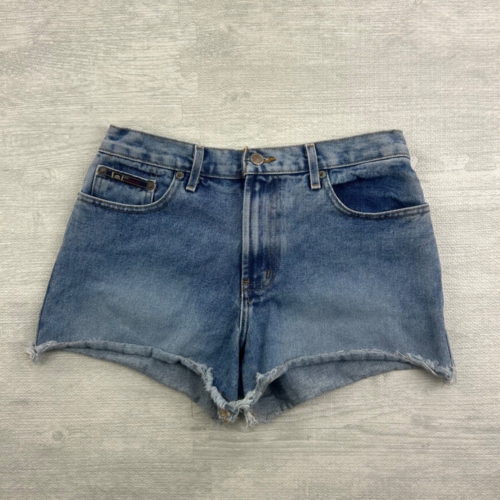 Vintage 90s LEI Jean Shorts‎ Size 7 Blue Medium Wash Denim Jorts